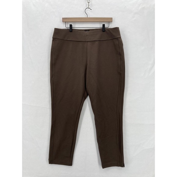 Express Pants Womens XL Brown Ponte Pant Stretch Pull On Office Career Casual - Picture 1 of 16